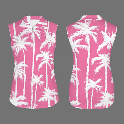 The Palm Blush Sleeveless Golf Polo