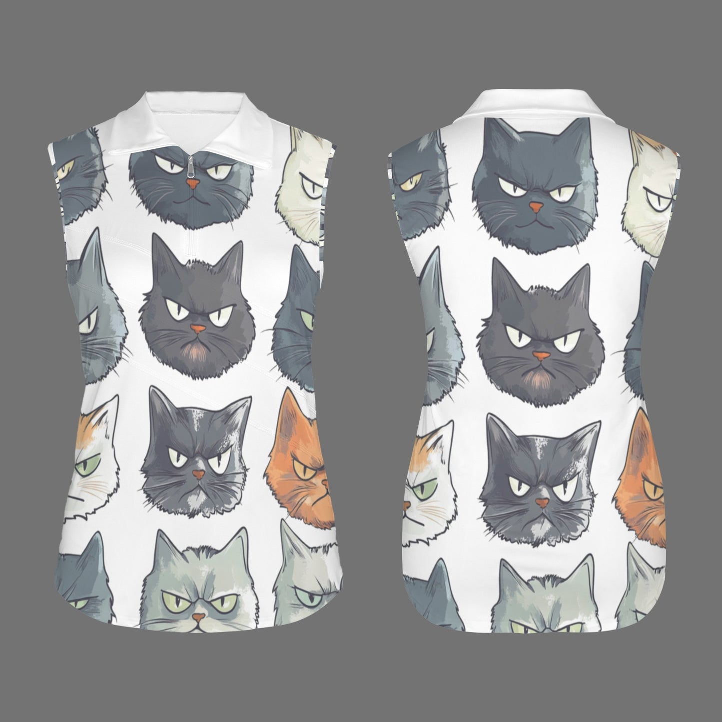 The Cat-itude Sleeveless Golf Polo